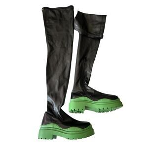 Azalea Wang Women's Black and Green Thigh High Boots Witch Halloween Naomi 7